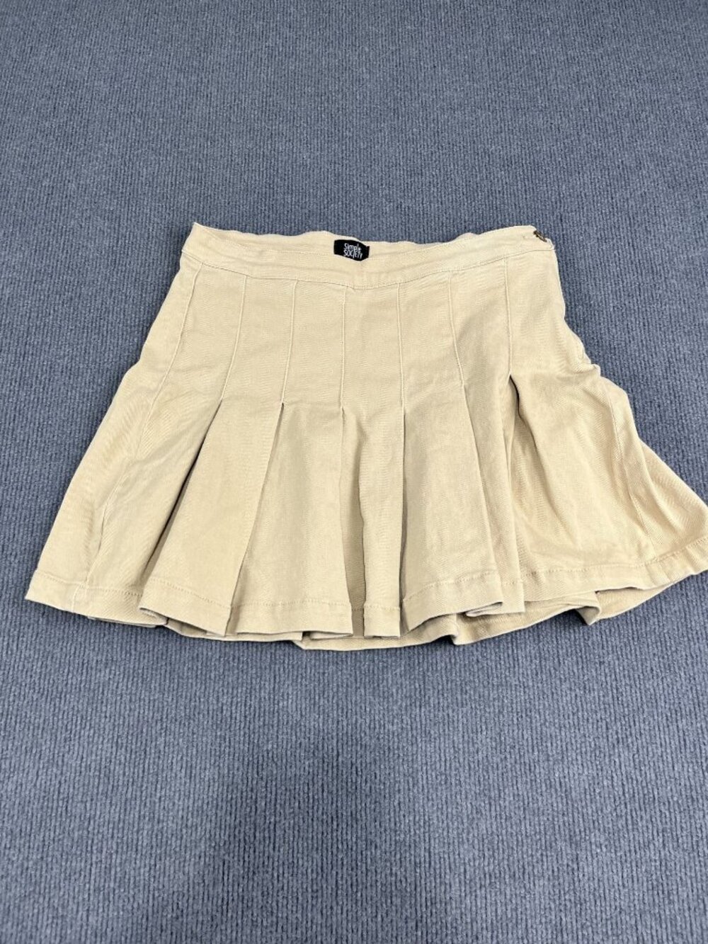 Simply Society Women's Light Brown Pleated A-Line Mini Skirt Size L
